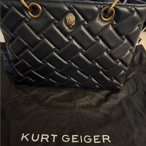 Kurt Geiger Black Quilted Shoulder Bag with Gold Accents